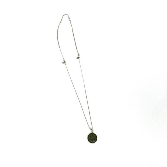 Alex and Ani Compass Charm Slider Necklace Silver Plated Green & Silver - Picture 8 of 9